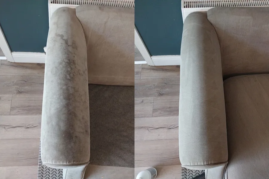 Bio Bliss Solutions sofa cleaning before and after